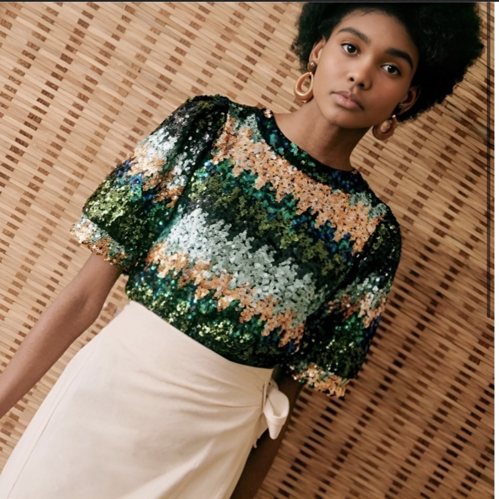 Sezane Multicolor Sequin Top